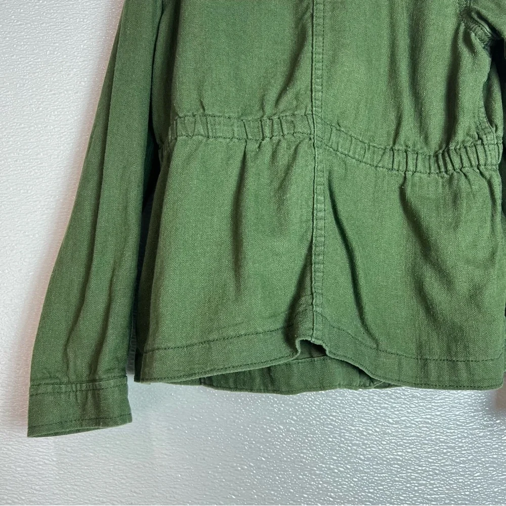 Old Navy Linen Blend Jacket Olive Green‎ with Pockets Girls Size M (8)